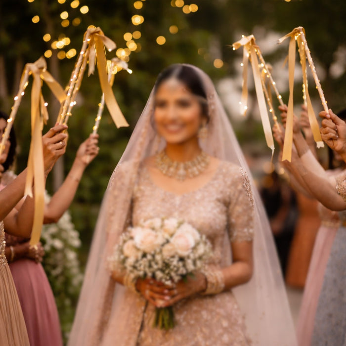 SATYAM KRAFT LED Bridal Entry Glow Stick with Fairy Lights, Wedding Entry Light Stick for Bride & Bridesmaids, Mehndi Haldi Decoration Light Wand with Bow & Pearl Design for Wedding, Party & Celebration