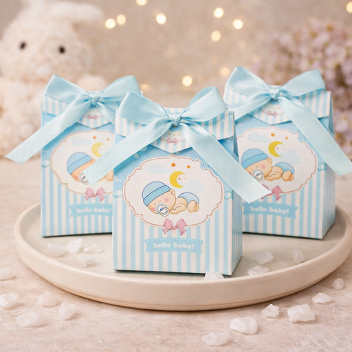 blue pink Decorative Paper Folding with Ribbon Storage Box for Return Gift, Birthday, Gift Boxes with Ribbon, Perfect for Packing Chocolate, Gifting