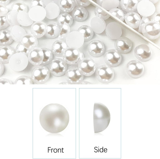 Half White Moti Pearls Beads for Jewellery Making, Necklace,Nail decor, Bracelet Set for Beading, Crafting, Scrap Booking and Hand Embroidery Materials (5 mm)(White)
