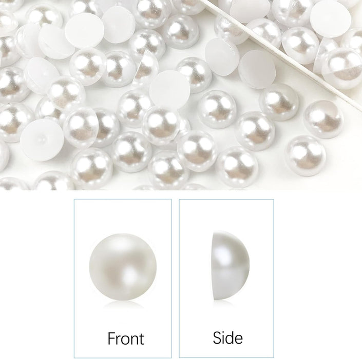 Half White Moti Pearls Beads for Jewellery Making, Necklace,Nail decor, Bracelet Set for Beading, Crafting, Scrap Booking and Hand Embroidery Materials (5 mm)(White)