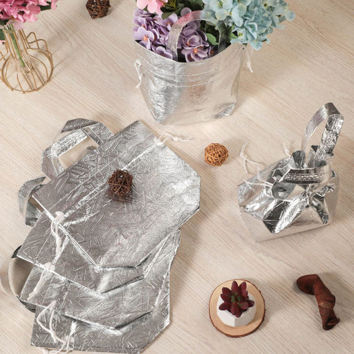 Non Woven Fabric Bag With Handle 23 * 22 cm Gift Non Woven bag, Carry Bags, gift bag for Birthday, Festivals, Season's Greeting, Diwali, Navratri(Silver)