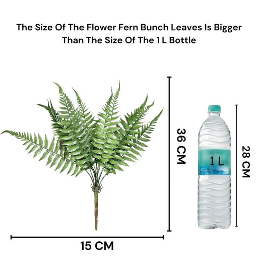 Artificial Flower Fren Bunch Leaves for Gifting, Home Decor, Balcony, Office, Bedroom, Living Room Decor, Raksha Bandhan (1 Bunch,Green,PVC) (36 cm) (without Vase)