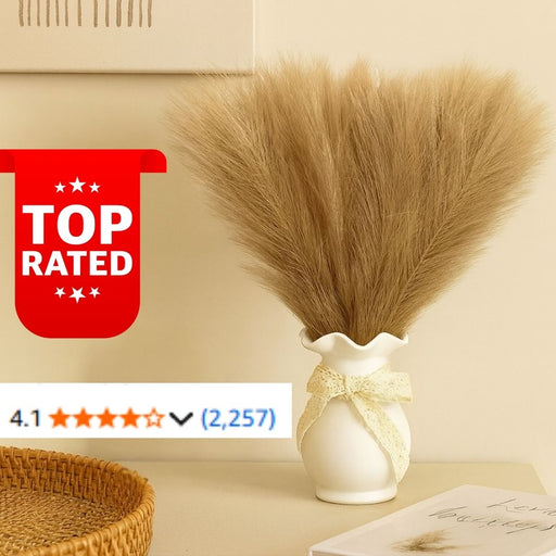 small Faux Pampas Grass Artificial Flowers Fake Flower for Home, Office, Bedroom, Balcony, Living Room, Table Decoration, Plants and Craft Items Corner