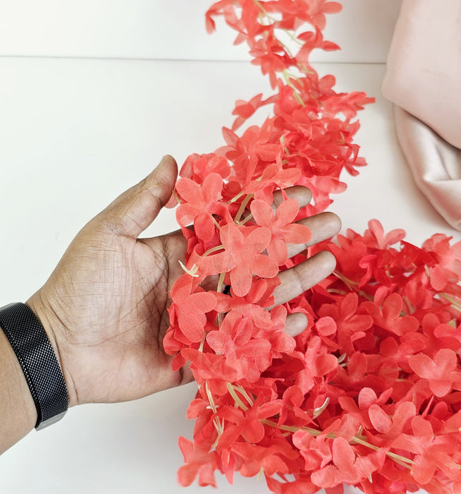 Artificial Ixora Flower Garlands, Wall Hanging decorative String Lines items for Anniversary Decoration, Home Decor, Pooja, Functions Decor (Small petals)