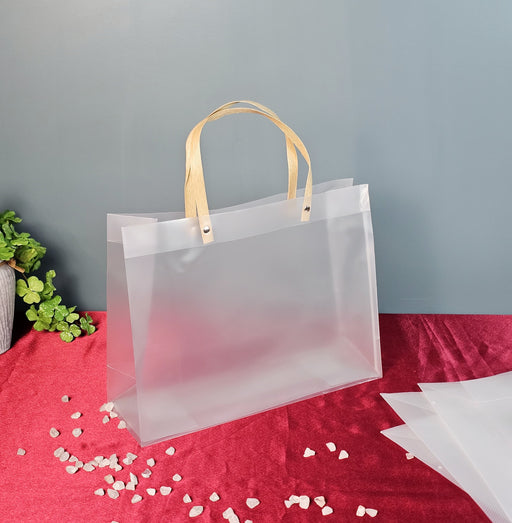 Medium size (25X 10 X 20 CM )Translucent Bags Goodie Bags With Handle Gift bag, hamper bag, Carry Bags, shopping gift bag, gift for Gifting, Presents, Return Gifts, Birthday, Party, Festivals