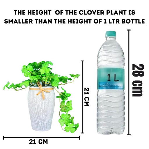 Artificial Clover Plant with Vase Display for Home Decor, Room, Balcony, Welcoming Decoration Item,Realistic Look for Gifting, (with Vase)