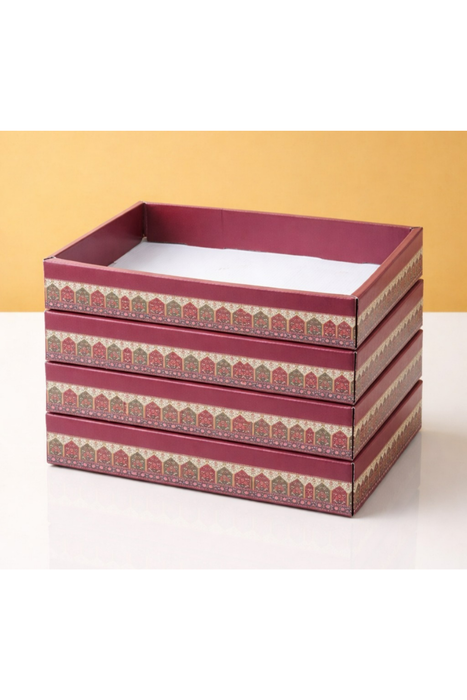 Multipurpose Decorative Viral Folding Paper Box (without net and Twister) Rectangle Cardboard Box DIY Tray for Gift Hamper, Gifting (Cardboard Folding Paper Box),Room Hamper,Wedding Hamper