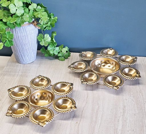 Decorative Round Gold Polish Decorative Urli Bowl for Home Decor,Mandir Decor,Diwali Decor, Ganpati mandap, Floating Flowers,Candles Diya holder, Office,Table Decor, Entrance Decoration Item (Golden)