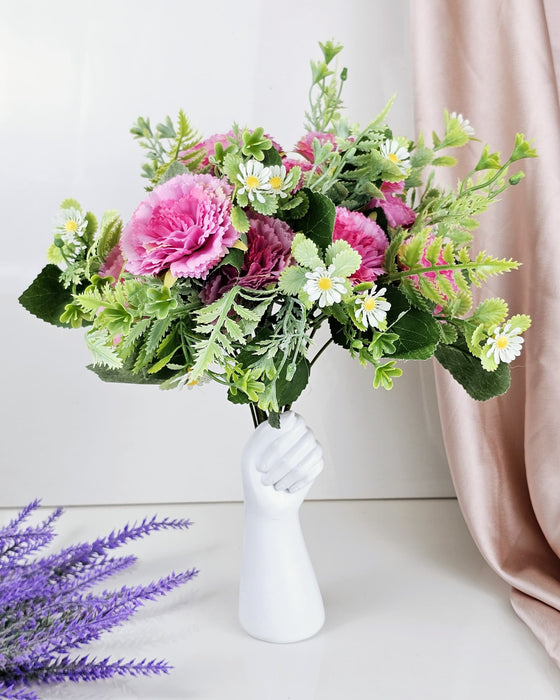 Carnation Sticks Artificial Flowers Bouquet Sticks for Gifting, Home Decor, Room,Bedroom, Living Room, Anniversary Decoration Diwali Decor(Material: Fabric) (Without Vase Pot)