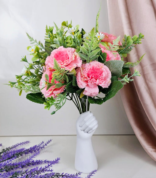 Carnation Sticks Artificial Flowers Bouquet Sticks for Gifting, Home Decor, Room,Bedroom, Living Room, Anniversary Decoration Diwali Decor(Material: Fabric) (Without Vase Pot)