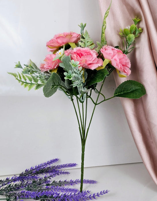 Carnation Sticks Artificial Flowers Bouquet Sticks for Gifting, Home Decor, Room,Bedroom, Living Room, Anniversary Decoration Diwali Decor(Material: Fabric) (Without Vase Pot)
