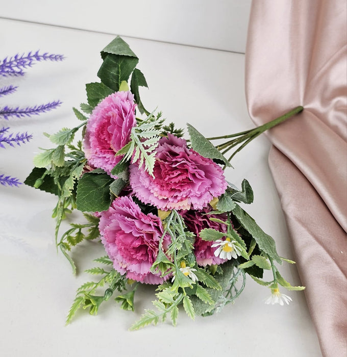 Carnation Sticks Artificial Flowers Bouquet Sticks for Gifting, Home Decor, Room,Bedroom, Living Room, Anniversary Decoration Diwali Decor(Material: Fabric) (Without Vase Pot)