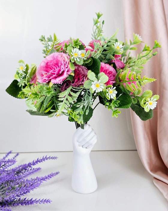 Carnation Sticks Artificial Flowers Bouquet Sticks for Gifting, Home Decor, Room,Bedroom, Living Room, Anniversary Decoration Diwali Decor(Material: Fabric) (Without Vase Pot)
