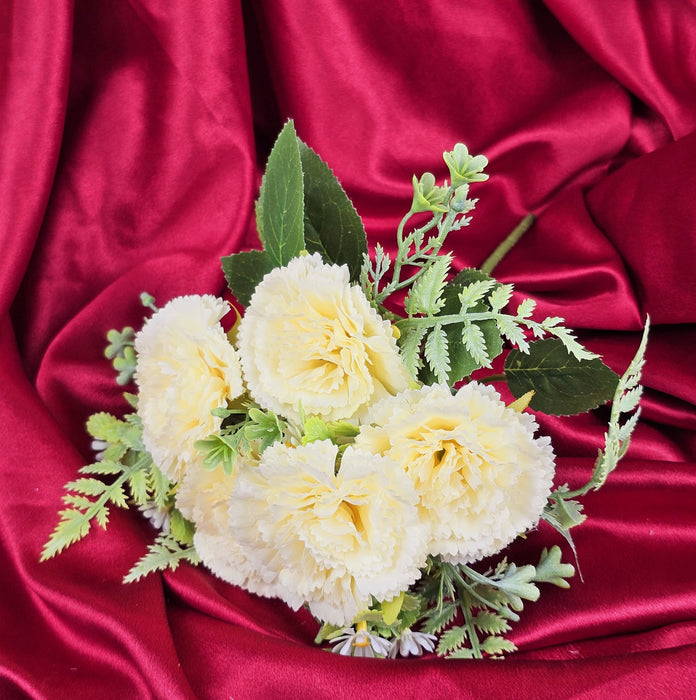 Carnation Sticks Artificial Flowers Bouquet Sticks for Gifting, Home Decor, Room,Bedroom, Living Room, Anniversary Decoration Diwali Decor(Material: Fabric) (Without Vase Pot)