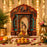 3D Look Foldable Wooden Mandap Backdrop | Peacock & Floral Design | Ganesh Chaturthi, Janmashtami, Durga Pujo, Navratri & Diwali Home Temple Decor