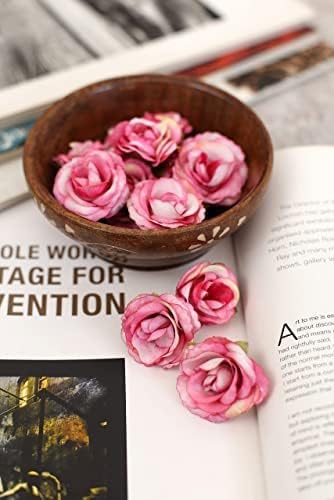 Artificial Small Rose Flowers Fake Fabric Head Rose Flowers For Home Decoration, Gift, Mandir Pooja Table, Cake Decor, Bouquet Making, Backdrop, DIY Art Craft, Diwali Items Material (4 cm)
