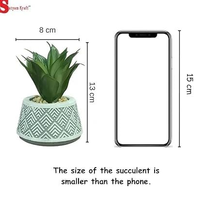 Mini Agave Artificial Green Indoor Succulent Plant with Aesthetic Ceramic Pot to Add Charm to Your Homedecor