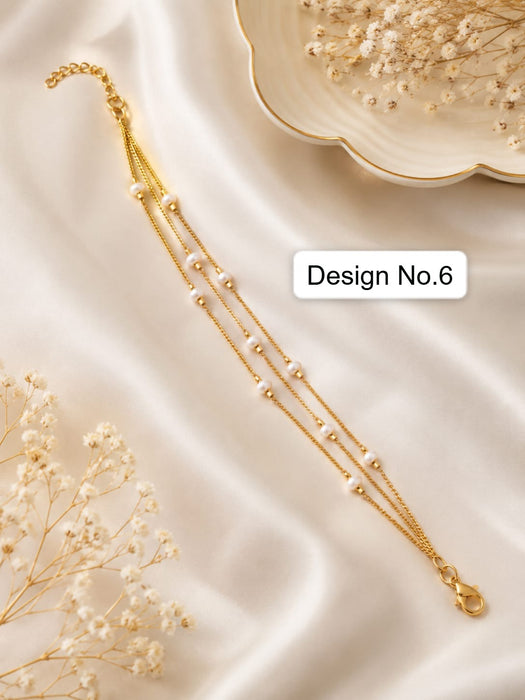 1 Pcs Elegant Gold Pearl Layered Bracelet Rakhi for Women | Adjustable Lumba Rakhi Bhabhi Rakhi Bracelet