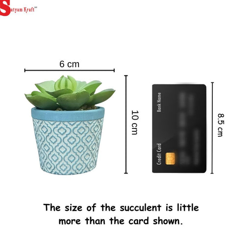 Mini Artificial Green Indoor Succulent Plant with Aesthetic Ceramic Pot to Add Charm to Your Homedecor