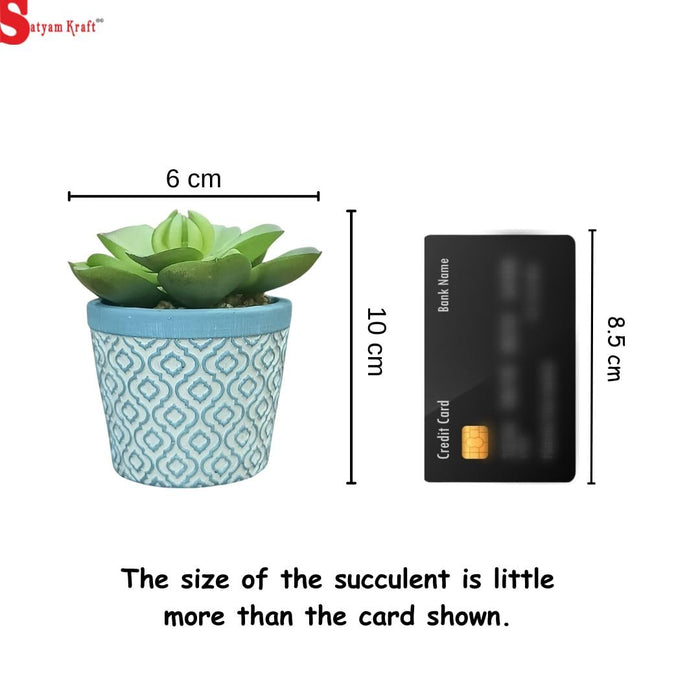 Mini Artificial Green Indoor Succulent Plant with Aesthetic Ceramic Pot to Add Charm to Your Homedecor