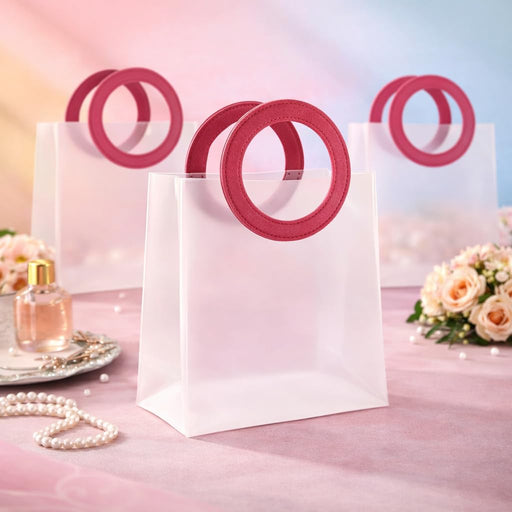 Translucent Bags Goodie Bags With Handle Gift bag, hamper bag, Carry Bags, shopping gift bag for Gifting, Presents, Packing, Return Gifts, Birthday, Events (Large)(24 X 12.5 X 27.5 CM)