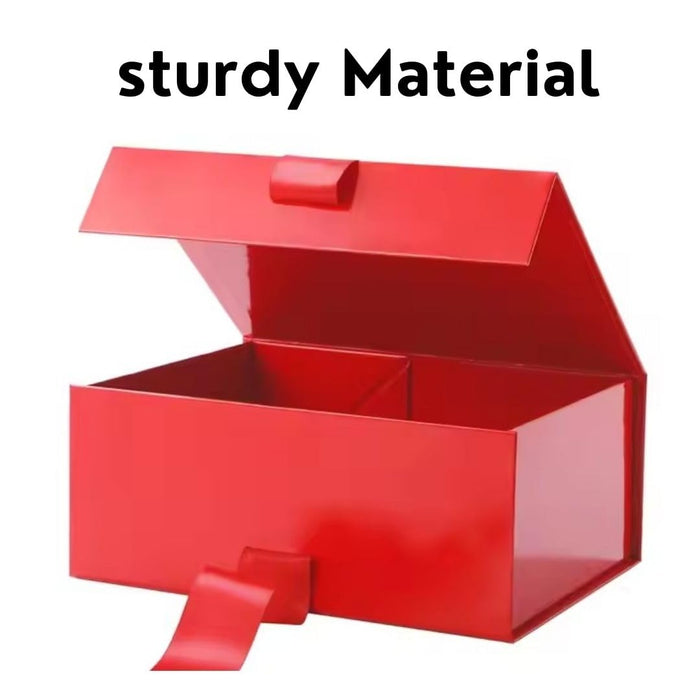 Collapsible Magnetic Gift Box with Satin Ribbon | Premium Folding Rigid Cardboard Box for Gift Hampers, Wedding, Valentine & Multipurpose Packaging