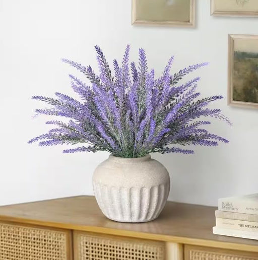 Artificial Lavender Flower Bunches in Pot | Faux Plant for Home Decor, Living Room, Bedroom, Office, Tabletop & Gifting ( Without Pot) (37 cm)