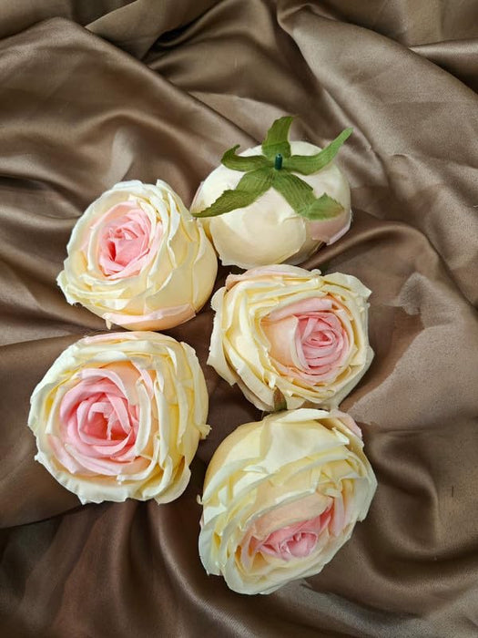 Artificial Flower Persian Buttercup Rose Flowers Head for Gifting, Home, Mandir Pooja Table, Cake Decor, Bouquet Making, Backdrop, DIY Art Craft (Pack of 12)