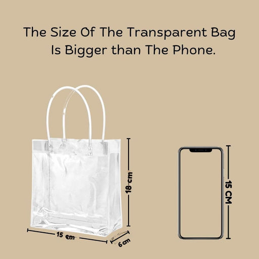 Small Transparent PVC Plastic Bag Goodie Bags With Handle Gift bag, Carry Bags, gift bag, gift for Gifting, Return Gifts, Birthday, Wedding, Party, Festivals, Events(Small)(18 x 15 x 6 cm)