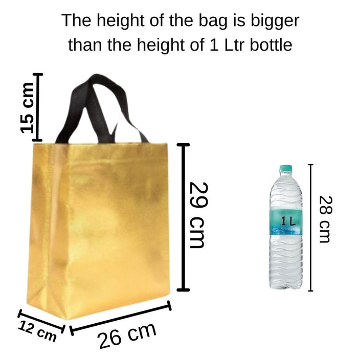 Medium Size Non Woven Bag With Handle 29 x 27 cm Gift Paper bag, Carry Bags, gift bag, gift for Birthday, gift for Festivals, Season's Greetings and other Events(Gold)