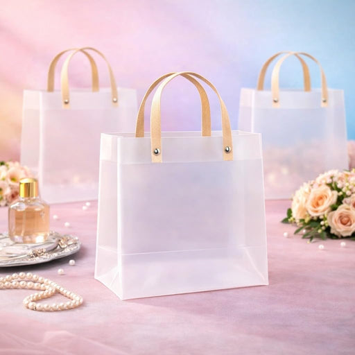 Medium size (25X 10 X 20 CM )Translucent Bags Goodie Bags With Handle Gift bag, hamper bag, Carry Bags, shopping gift bag, gift for Gifting, Presents, Return Gifts, Birthday, Party, Festivals