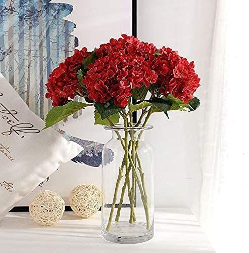 Artificial Hydrangea Fake Flowers Bunch decorative items for Diwali Home, Room, Office, Bedroom, Balcony, Living Room, Table Decoration, Plants and Craft Items Corner (Without Vase Pot)