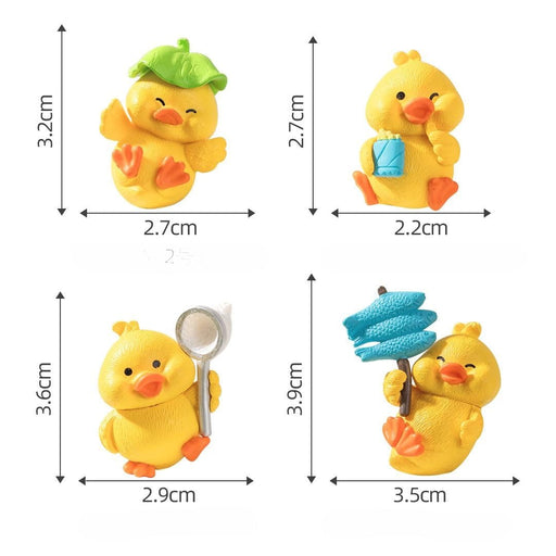 Set Duck Miniature Set Decoration Gifts for Home Decor, Indoor Or Outdoor Garden, Car Dashboard, Office Desk & Diwali Decoration Items(Resin)(4 Piece in 1 Set) (Yellow)