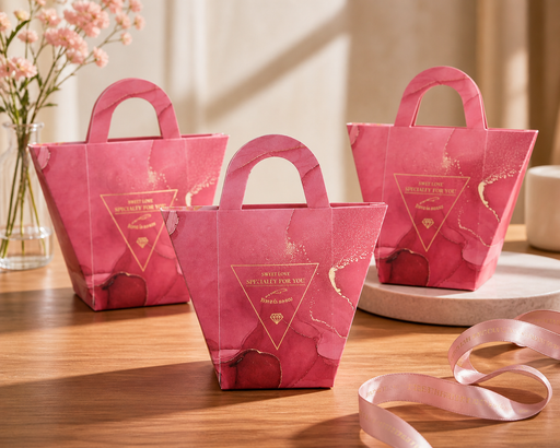 50 Pcs Paper Gift Bag with Handle for Wedding Return Gifts, Birthday Gifting, Hamper Packing, Chocolate, Dry Fruit, Jewellery, Cosmetics & Party Favour Packaging (Pack of 50)