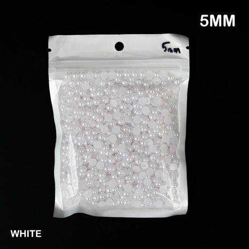 Half White Moti Pearls Beads for Jewellery Making, Necklace,Nail decor, Bracelet Set for Beading, Crafting, Scrap Booking and Hand Embroidery Materials (5 mm)(White)