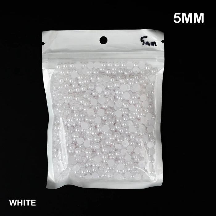 Half White Moti Pearls Beads for Jewellery Making, Necklace,Nail decor, Bracelet Set for Beading, Crafting, Scrap Booking and Hand Embroidery Materials (5 mm)(White)