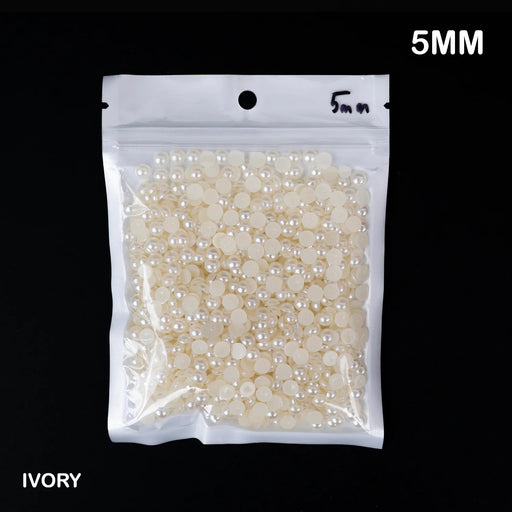 Half OffWhite Moti Pearls Beads for Jewellery Making, Necklace, Nail decor, Bracelet Set for Beading, Crafting, Scrap Booking and Hand Embroidery Materials (5 mm)(Off-White)