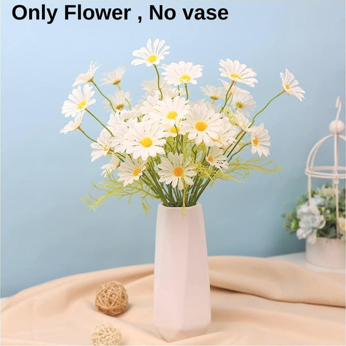 Artificial Daisy Sunflowers for Home Decor, Office, Living Room, Balcony, Wedding & Gifting | Realistic Faux Flower (Only Flower, No Vase)