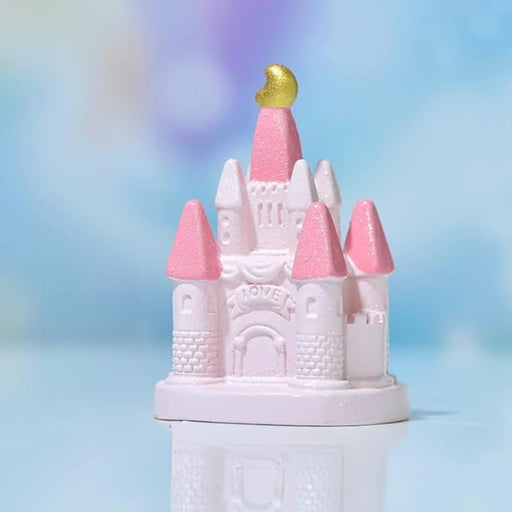 Miniature Castle Figurines | Fairy Tale Theme Decorative Showpieces for Home, Garden, Office, Desk, Cake Decoration & Gifting (Pink, Resin)