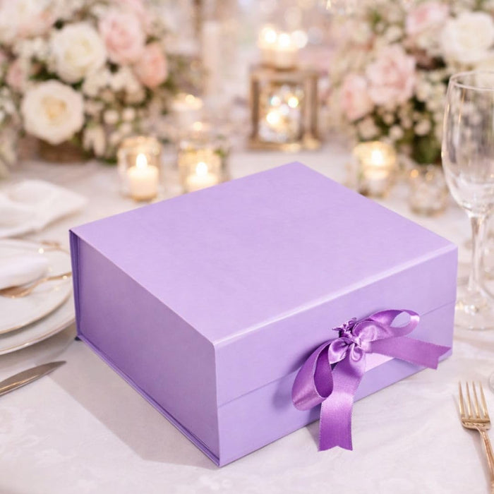 Collapsible Magnetic Gift Box with Satin Ribbon | Premium Folding Rigid Cardboard Box for Gift Hampers, Wedding, Valentine & Multipurpose Packaging