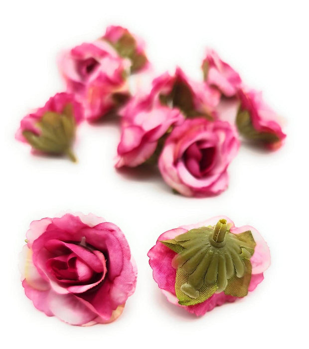 Artificial Small Rose Flowers Fake Fabric Head Rose Flowers For Home Decoration, Gift, Mandir Pooja Table, Cake Decor, Bouquet Making, Backdrop, DIY Art Craft, Diwali Items Material (4 cm)