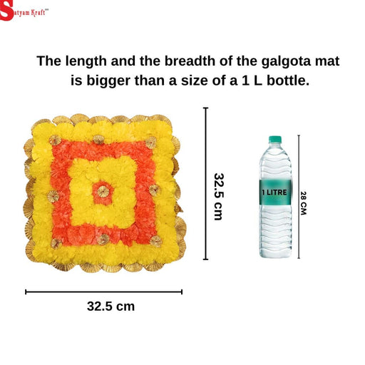 (32 cm) Diameter Artificial genda Marigold Flower Rangoli  square Mats