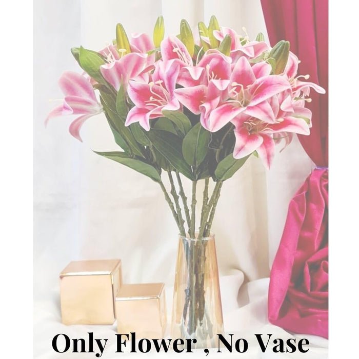Head Lily Artificial Flowers Sticks for for Gifting, Home Decor  Petals Lily