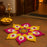 Rajwadi Multi Colour Flower pompom Design Rangoli, Easy to Use. Just Set up with your own choice and make Rangoli for Floor Home Diwali Decoration DIY