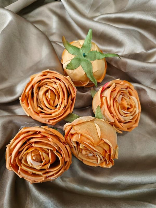 Artificial Flower Persian Buttercup Rose Flowers Head for Gifting, Home, Mandir Pooja Table, Cake Decor, Bouquet Making, Backdrop, DIY Art Craft (Pack of 12)