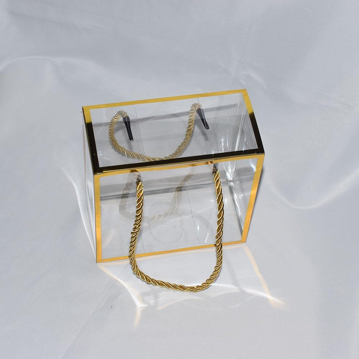 Clear Transparent Gift Box with Frame and Rope Handle for Hampers, Wedding Gifts, Return Gifts, Chocolates, Dry Fruits, Cosmetics, Baby Shower, Festive Gifting & Premium Gift Packaging (20 cm x 21 cm x 9 cm)