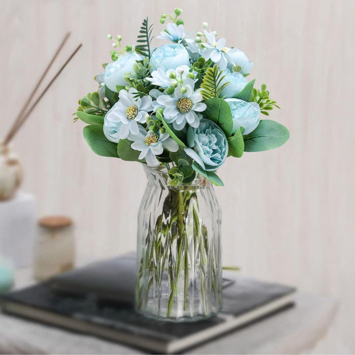 Artificial Peony Rose Flower Bunch for - Home, Office, Bedroom, Balcony,Table Display, Living Room Decoration and Craft Corner- (Without Vase)
