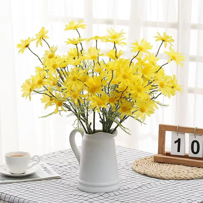 Artificial Daisy Sunflowers for Home Decor, Office, Living Room, Balcony, Wedding & Gifting | Realistic Faux Flower (Only Flower, No Vase)