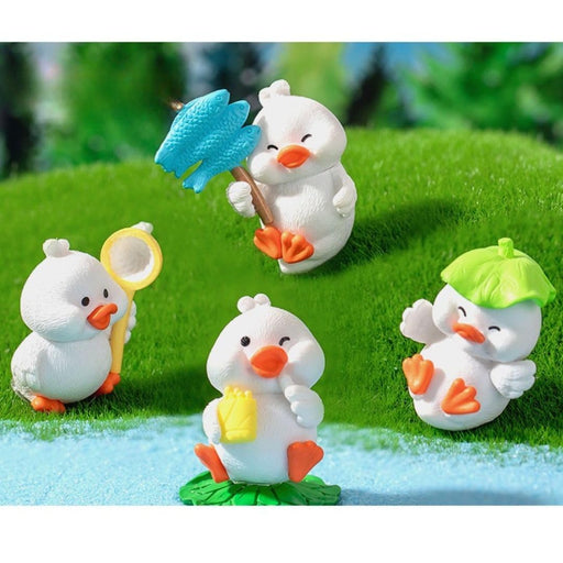 Duck Miniatures Decoration Gifts for Home Decor, Indoor Or Outdoor Garden, Car Dashboard, Office Desk & diwali decoeation - Resin (Multicolor) (White)
