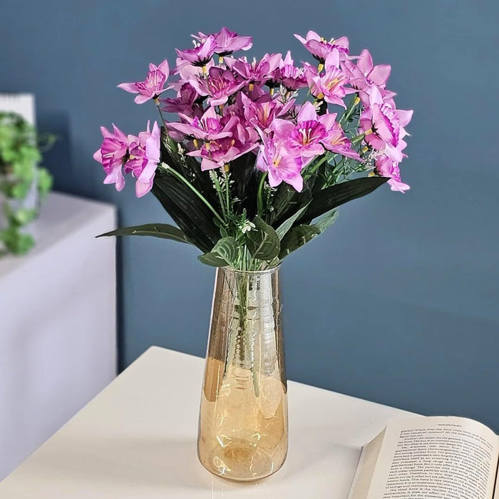 Artificial Dahlia Peony Flowers for Home, Office, Bedroom, Living Room, Events, Birthdays, Festivals & Gifting (Fabric, Without Vase)